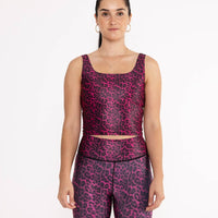 Thalia Cropped Tank Cheetah Magenta