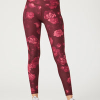 High Waist Reversible Leggings Neon Pink Flowers