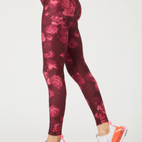 High Waist Reversible Leggings Neon Pink Flowers