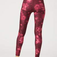 High Waist Reversible Leggings Neon Pink Flowers