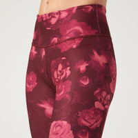 High Waist Reversible Leggings Neon Pink Flowers