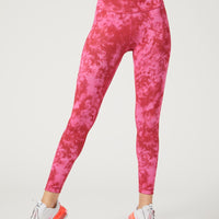High Waist Reversible Leggings Neon Pink Flowers