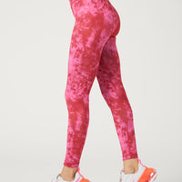 High Waist Reversible Leggings Neon Pink Flowers