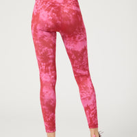 High Waist Reversible Leggings Neon Pink Flowers