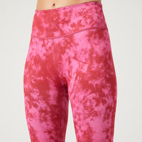 High Waist Reversible Leggings Neon Pink Flowers