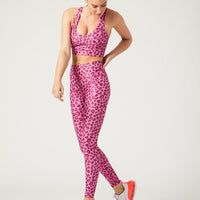 High Waist Legging Pink Foil Cheetah