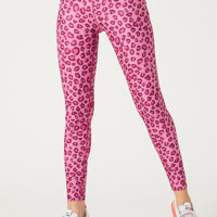 High Waist Legging Pink Foil Cheetah