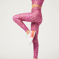 High Waist Legging Pink Foil Cheetah