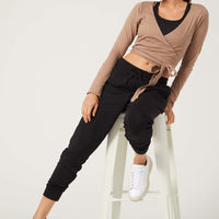 Priscilla Long Sleeve Wrap Top Camel