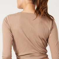 Priscilla Long Sleeve Wrap Top Camel