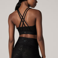 Strappy Bra Tiger Emboss Black