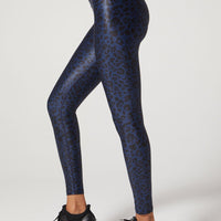 Bowie High Waist Legging Satin Cheetah Navy
