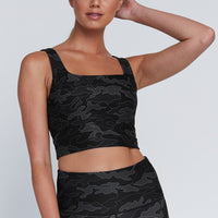 Thalia Cropped Tank Black Line Camo