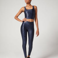 Thalia Cropped Tank Satin Cheetah Navy