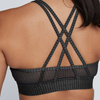 Strappy Bra Black And Grey Stripe