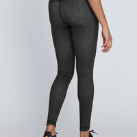 High Waist Reversible Leggings Black And Grey Stripe