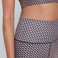 High Waist Leggings Neon Nude Rhombus