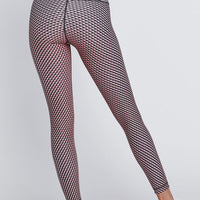 High Waist Leggings Neon Nude Rhombus