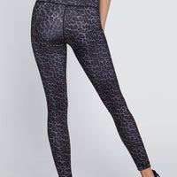 High Waist Reversible Leggings Black And White Houndstooth - Black Cheetah