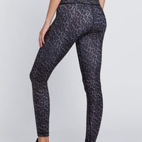 High Waist Reversible Leggings Black And White Houndstooth - Black Cheetah