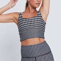 Thalia Cropped Tank Black And White Houndstooth