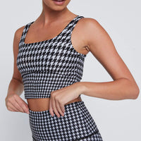 Thalia Cropped Tank Black And White Houndstooth