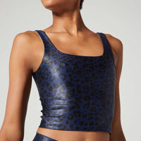Thalia Cropped Tank Satin Cheetah Navy