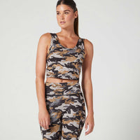 Anna Cropped Tank Black Multi Cascade Camo