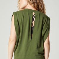 Amy Slit Tie Crop Lichen