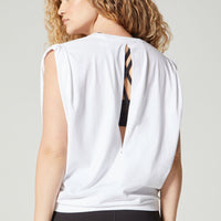 Amy Slit Tie Crop Bright White