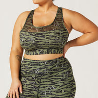 Rebel Cross Back Bra Downtown Zebra Olive