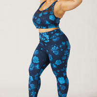 Rebel Cross Back Bra Neon Flowers Blue