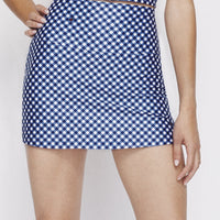 High Waist Skort Navy Gingham PANTS W.I.T.H.-Wear It To Heart NAVY GINGHAM XS