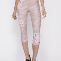 High Waisted Capris Blush Camo Peony PANTS W.I.T.H.-Wear It To Heart BLUSH CAMO PEONY XS