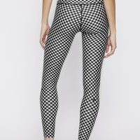 High Waist Reversible Leggings Black Gingham - Sky Blue Gingham PANTS W.I.T.H.-Wear It To Heart