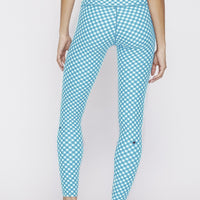 High Waist Reversible Leggings Black Gingham - Sky Blue Gingham PANTS W.I.T.H.-Wear It To Heart