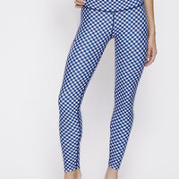 High Waist Reversible Leggings Navy Gingham - Sunshine Gingham PANTS W.I.T.H.-Wear It To Heart NAVY GINGHAM XS