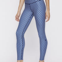 High Waist Reversible Leggings Navy Gingham - Sunshine Gingham PANTS W.I.T.H.-Wear It To Heart