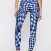 High Waist Reversible Leggings Navy Gingham - Sunshine Gingham PANTS W.I.T.H.-Wear It To Heart