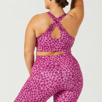 Rebel Cross Back Bra Pink Foil Cheetah
