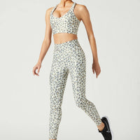 High Waist Leggings with Foil Wild Cheetah White