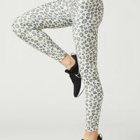 High Waist Leggings with Foil Wild Cheetah White