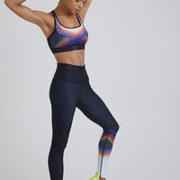 High Waist Reversible Leggings Indigo Roller Girl