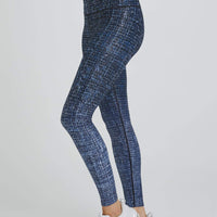 High Waisted Leggings Navy Tweed With Foil