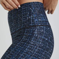 High Waisted Leggings Navy Tweed With Foil