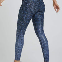 High Waisted Leggings Navy Tweed With Foil