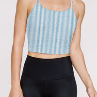 Avery Cropped Tank Blue Derby Stripe