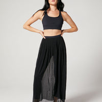 Mikayla Pleated Mesh Skirt Jet Black