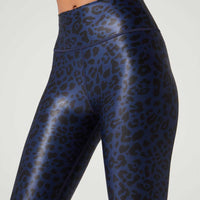 Bowie High Waist Legging Satin Cheetah Navy