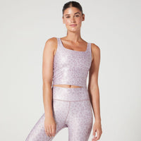 Thalia Cropped Tank Satin Cheetah Blush